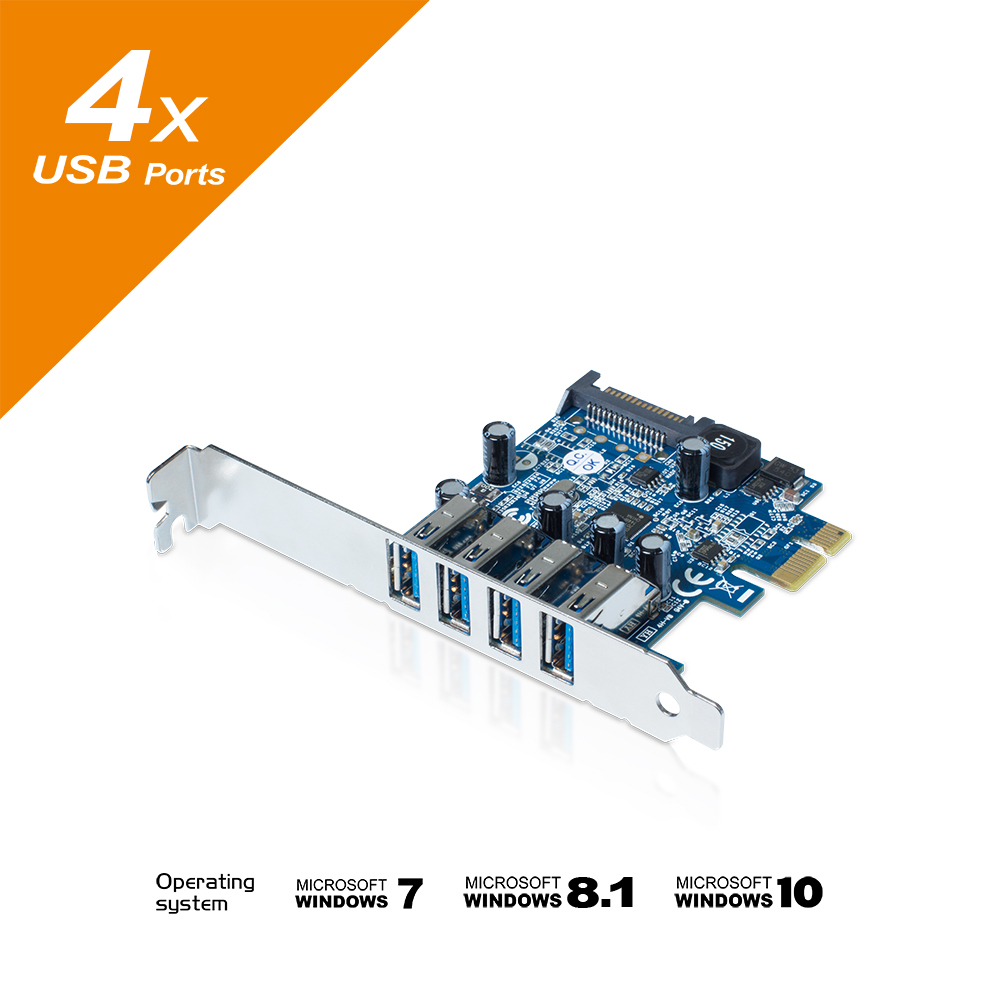 Mediasonic HP1-U34F 4 Ports External USB 3.0 PCI-E Card