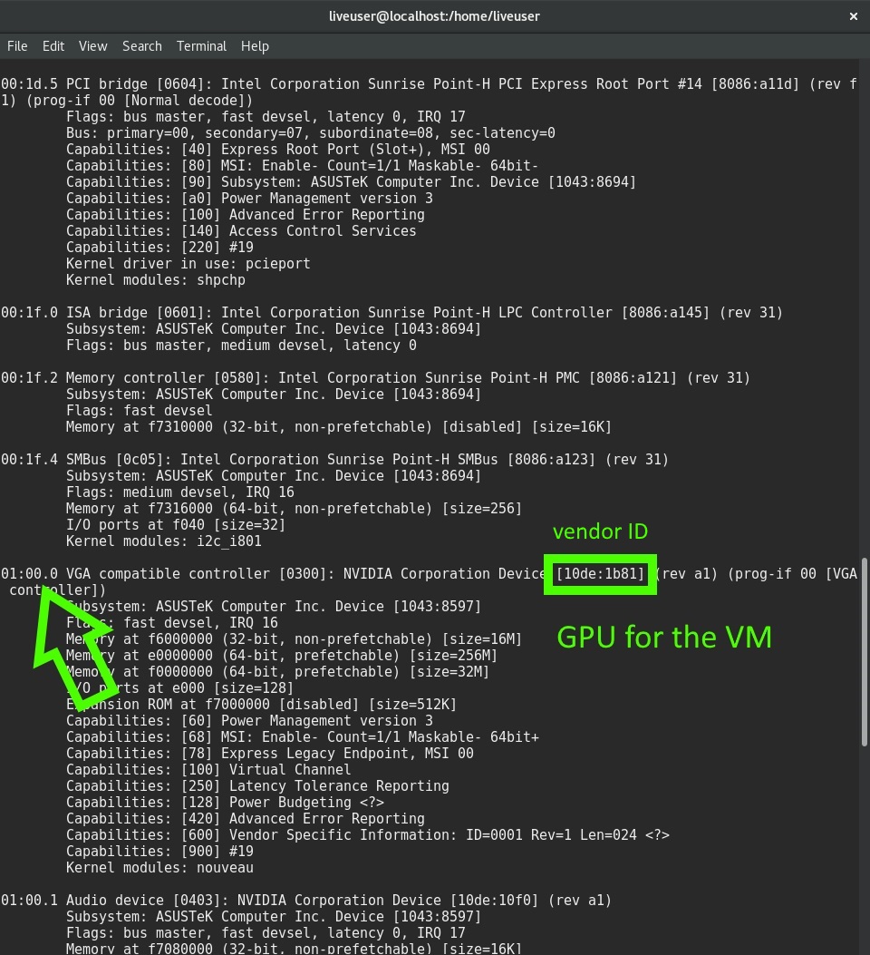lspci -vnn: 4th image (the GPU PCI address and PCI vendor ID)