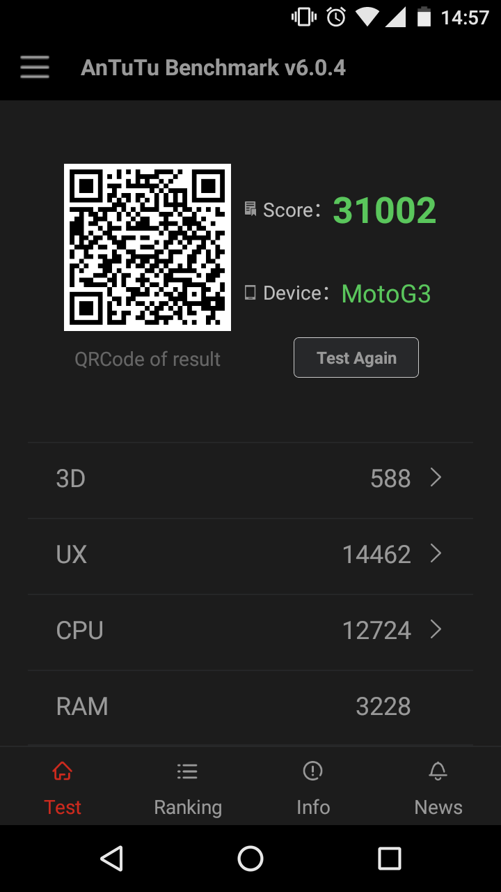 Moto G3 XT1544 - Antutu Benchmarking