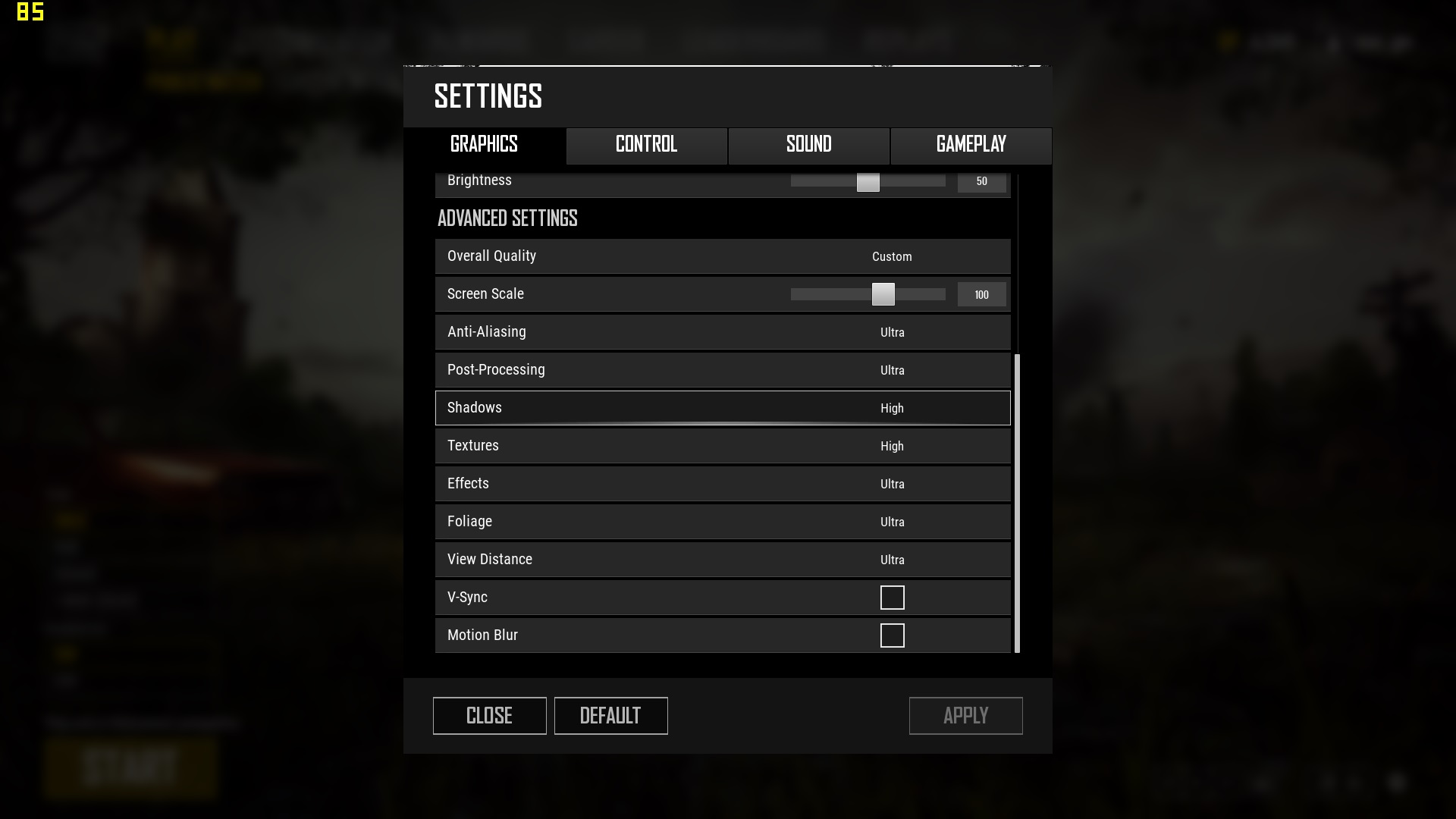 High to Ultra Settings for the PUBG