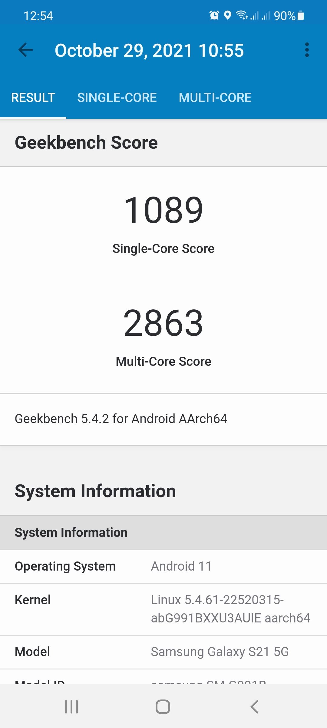 Geekbench 5: Overall Result