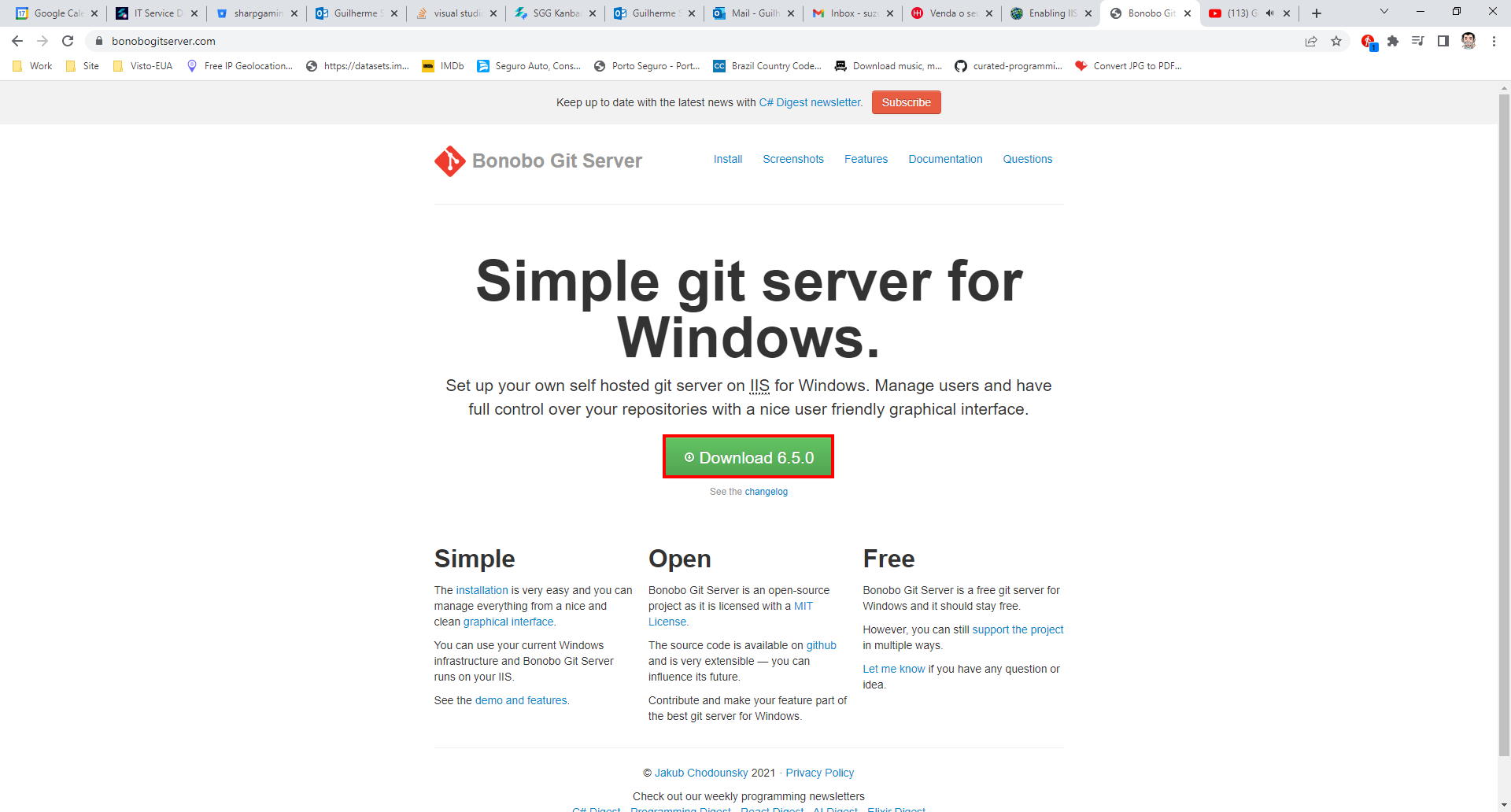 Downloading the Bonobo Git Server Application