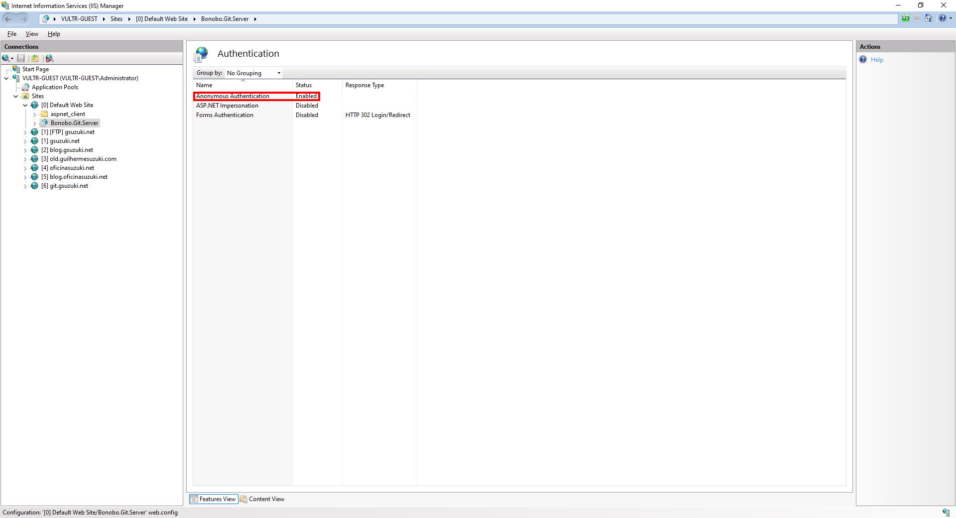 Anonymous Authentication for the Bonobo Git Server Application
