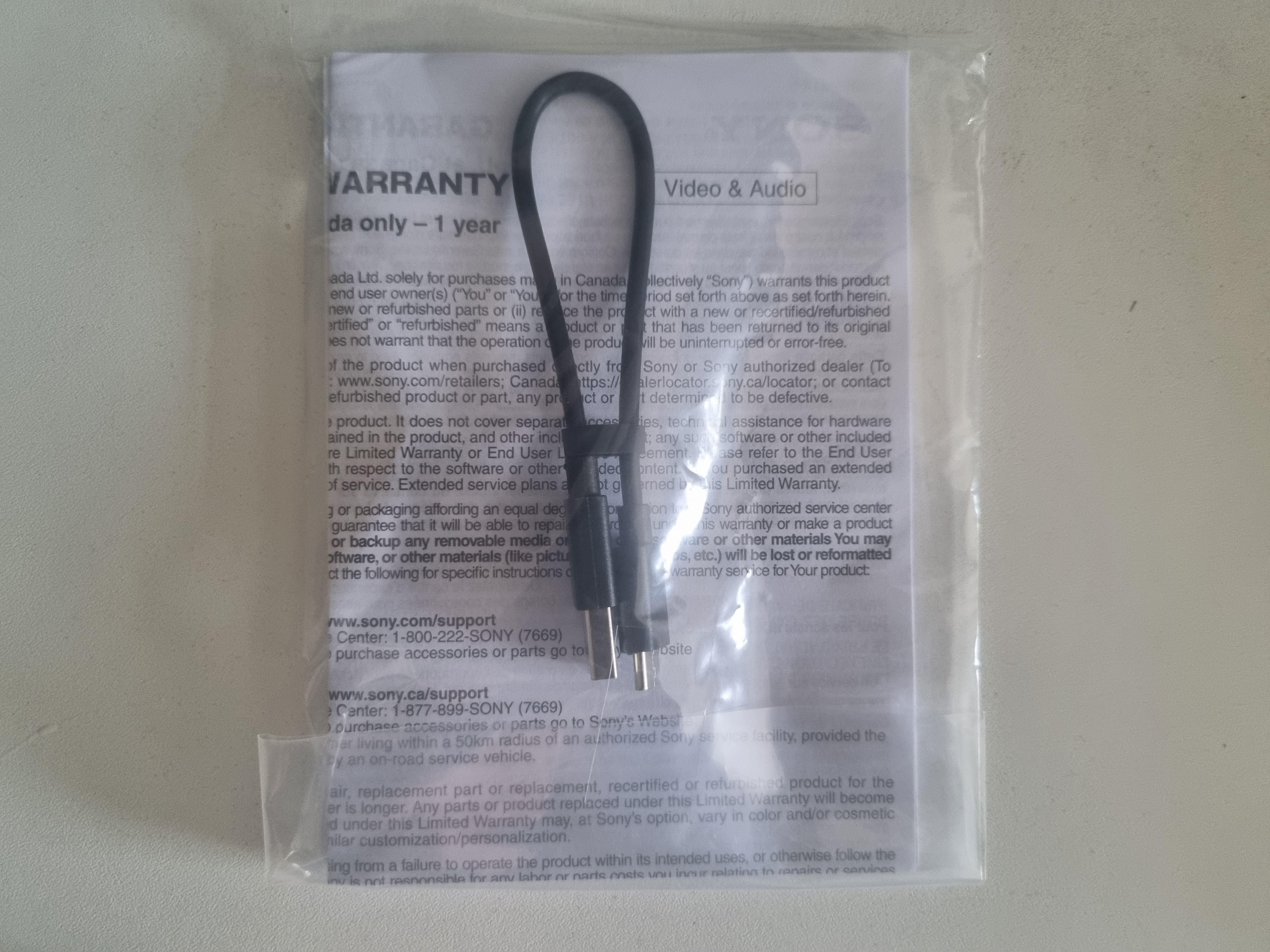 USB Cable and Paperwork